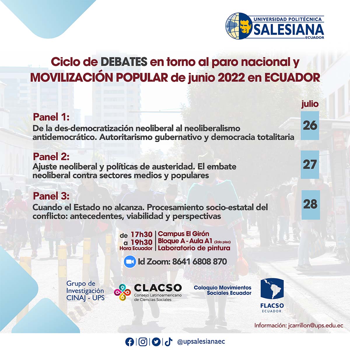 Afiche promocional del Ciclo de debates en torno al paro nacional y movilización popular de junio 2022